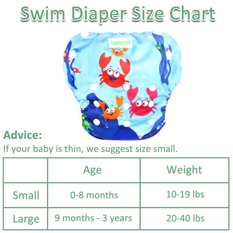 wegreeco Baby & Toddler Snap One Size Adjustable Reusable Baby Swim Diaper (Sea-Elves, Large, 3 Pack) - Image 3